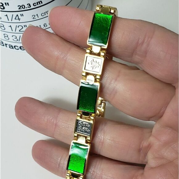ASIAN Enameled Link Bracelet Chinese Jewelry - Picture 7 of 7